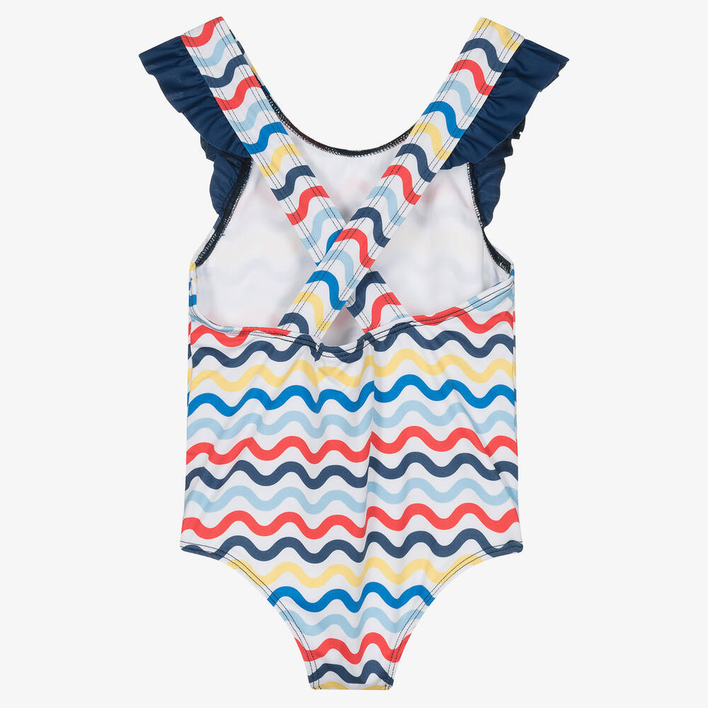 Mitty James-Купальник в сине-красную волнистую полоску для девочек | Childrensalon Outlet