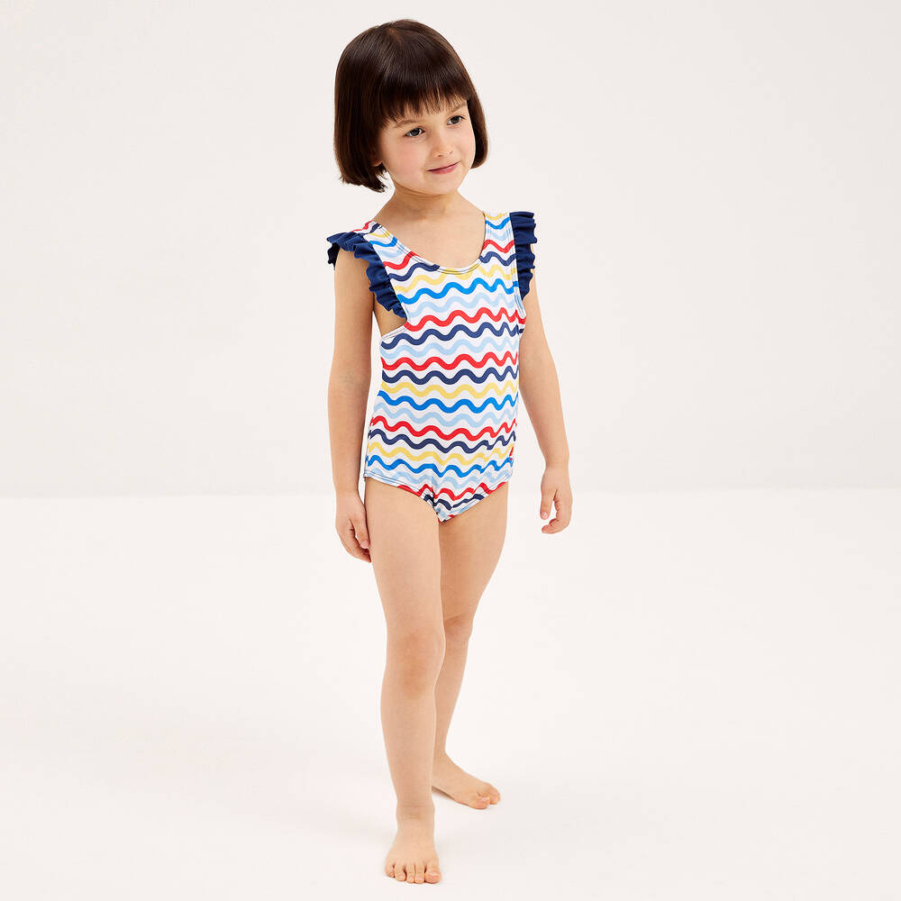 Mitty James-Купальник в сине-красную волнистую полоску для девочек | Childrensalon Outlet