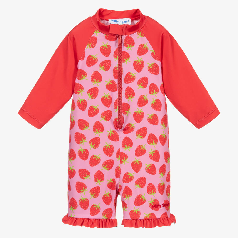 Mitty James-Розовый пляжный ромпер с оборками для девочек | Childrensalon Outlet