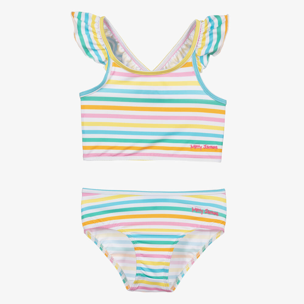 Mitty James - Girls Green Striped Tankini (UPF 50+) | Childrensalon