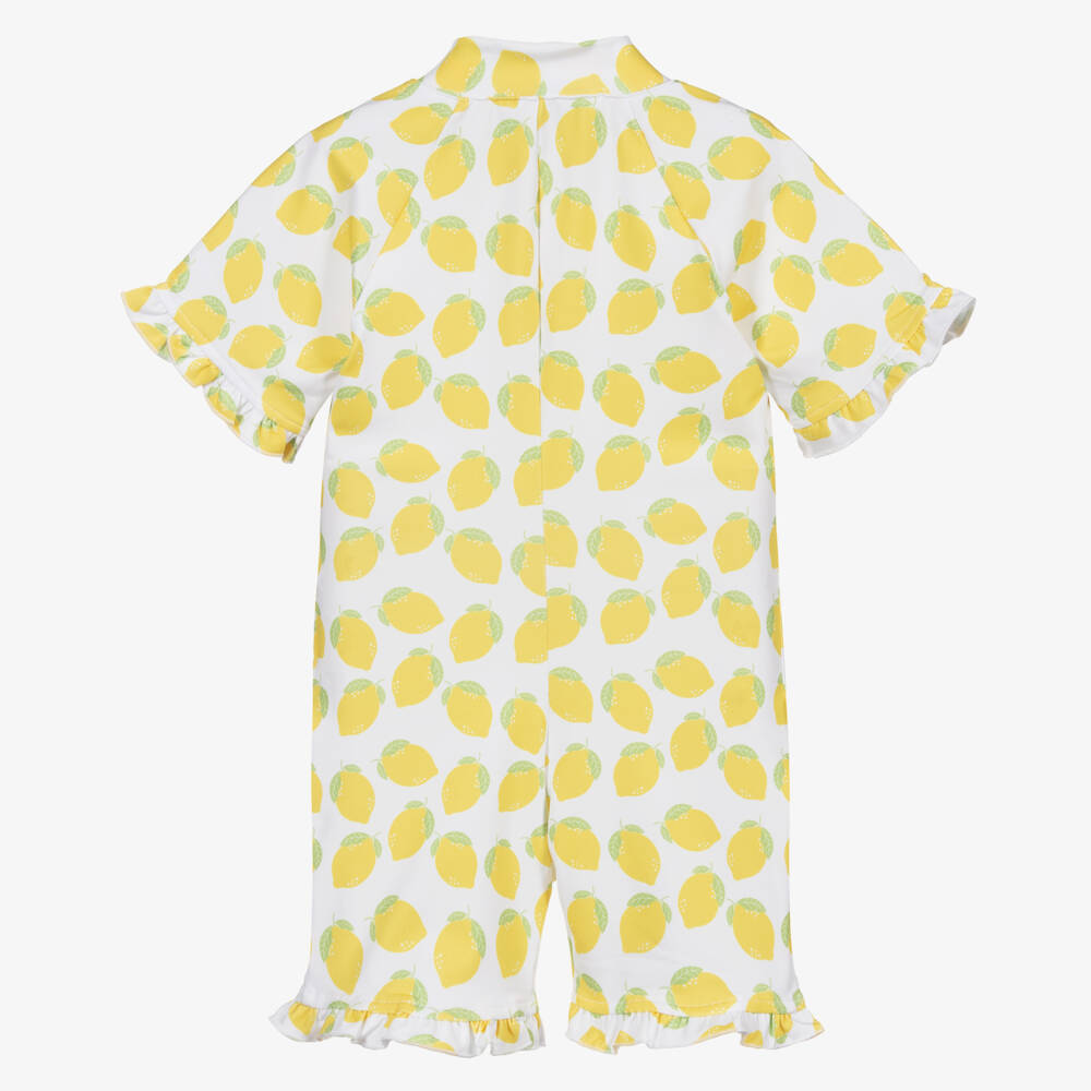 Mitty James-مايوه أبيض مزين بكشكش بطبعة الليمون للبنات | Childrensalon Outlet