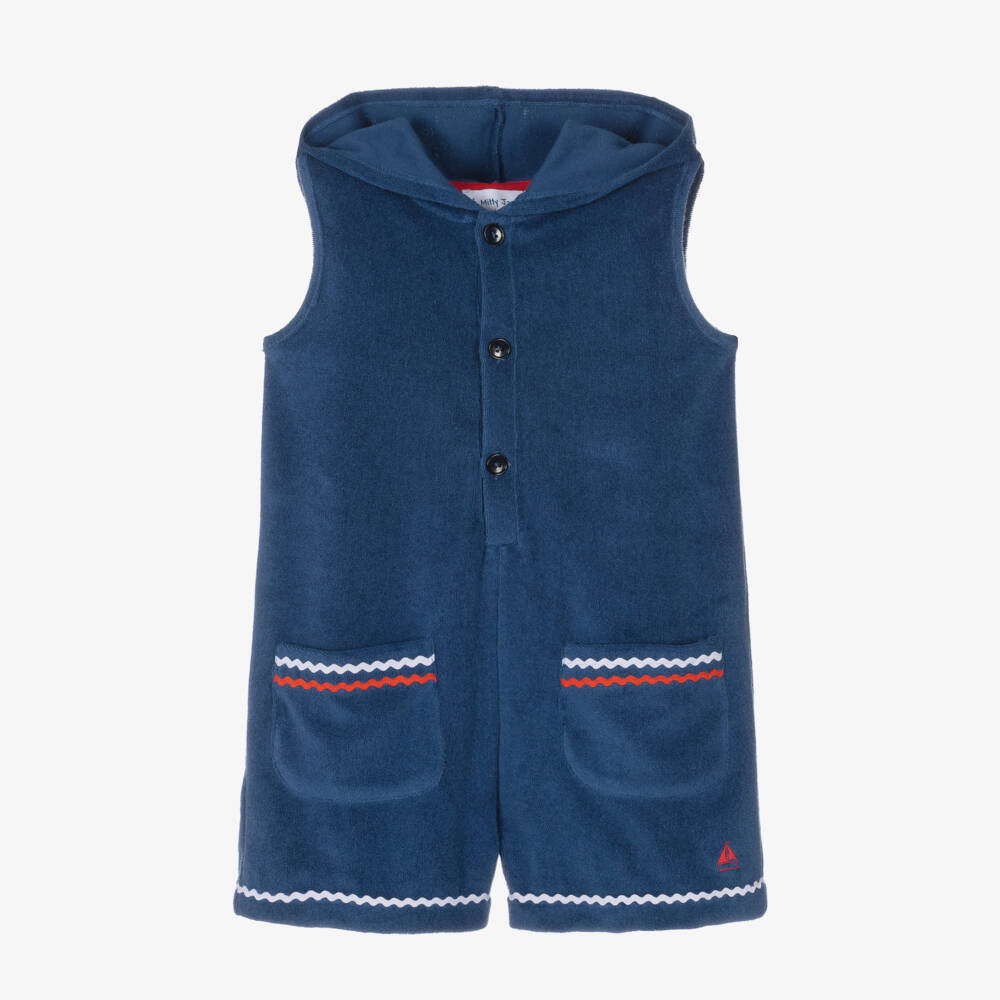 Mitty James-Girls Navy Towelling Romper Delight | Childrensalon Outlet