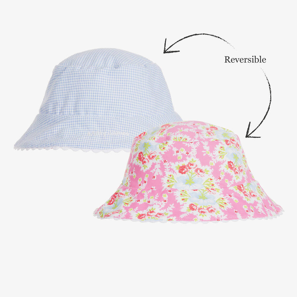 Mitty James - Girls Pink & Blue Reversible Sun Hat | Childrensalon