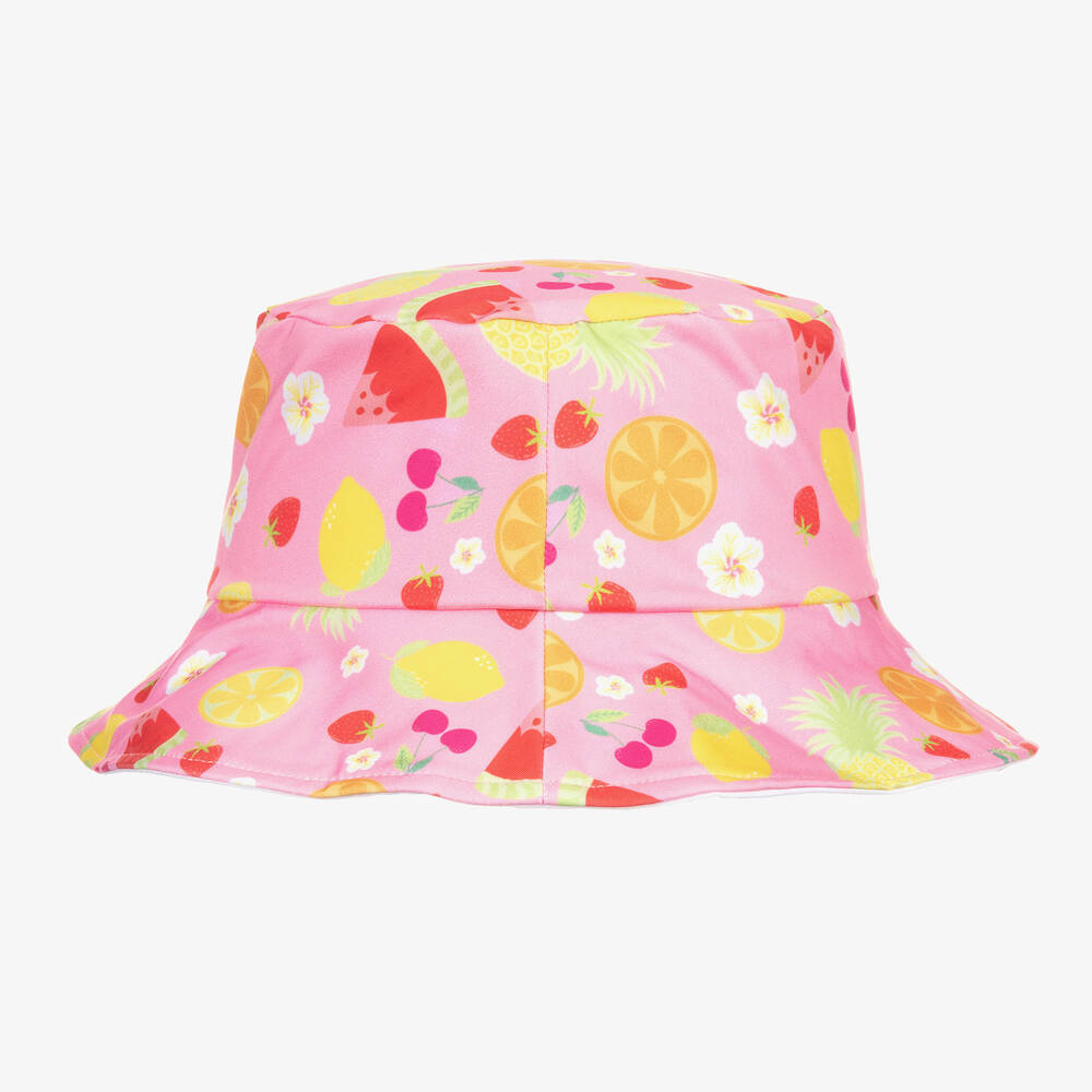 Mitty James-Розовая панама в цветочек и фрукты для девочек (UPF50+) | Childrensalon Outlet