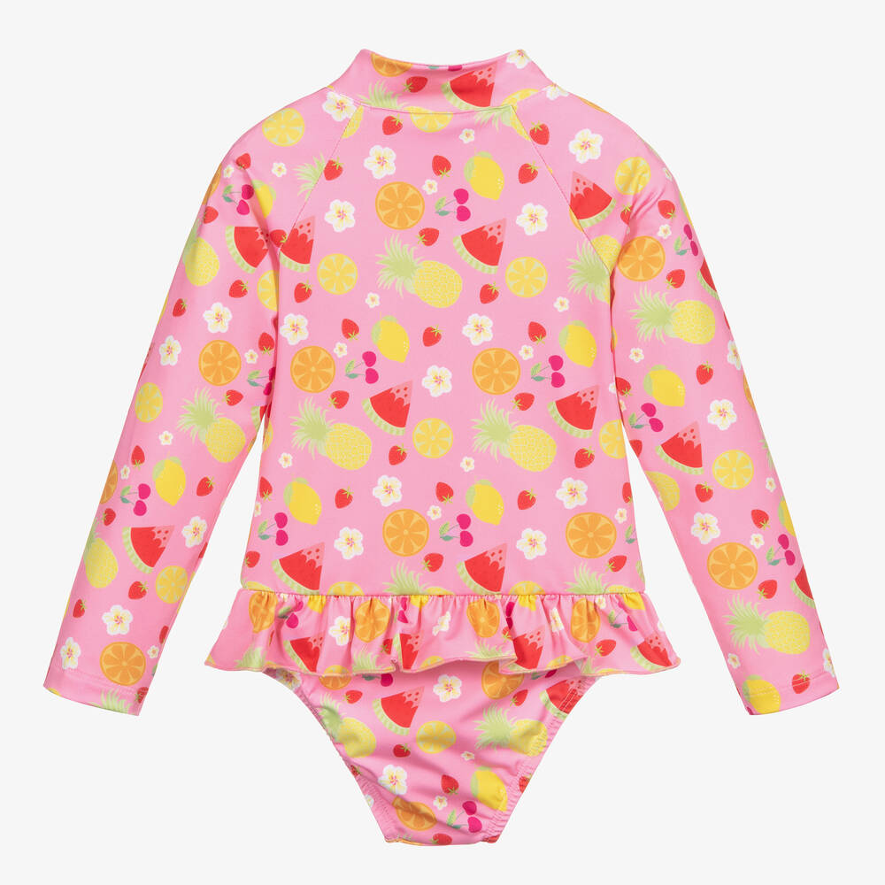 ميتي جيمس-مايّو بطبعة ورود وفواكه لون زهري للبنات (UPF 50+) | Childrensalon Outlet