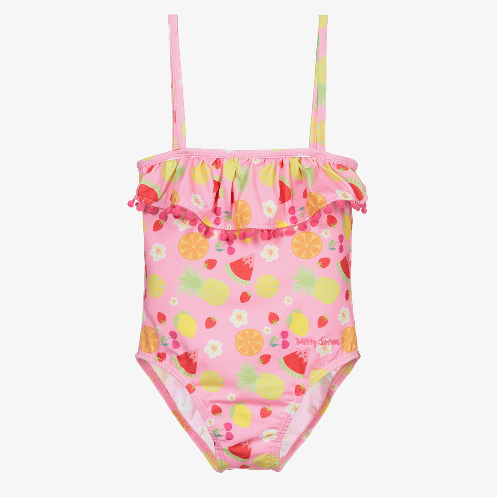 Mitty James - Girls Pink Fruits & Flowers Swimsuit (UPF 50+) | Childrensalon