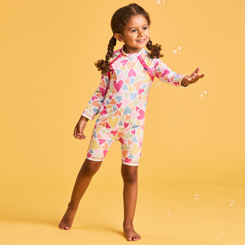 Mitty James-Girls Pink Heart Sun Swimsuit | Childrensalon Outlet