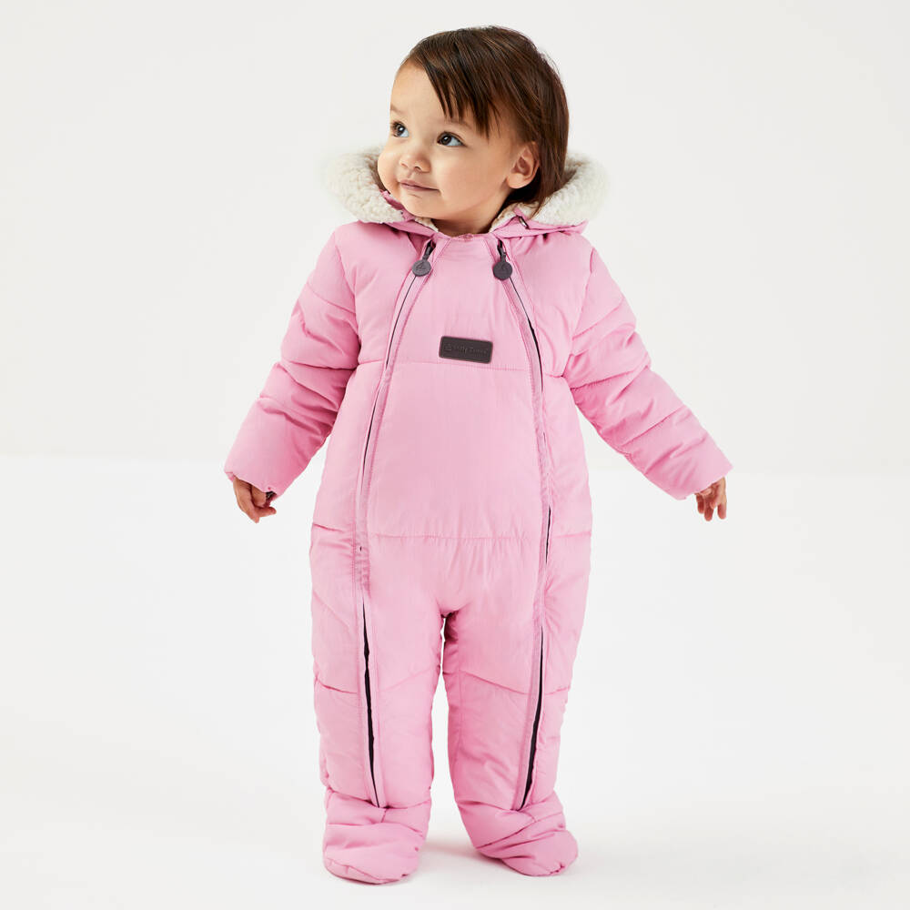 Mitty James-Girls Pink Quilted Winter Snowsuit | Childrensalon Outlet