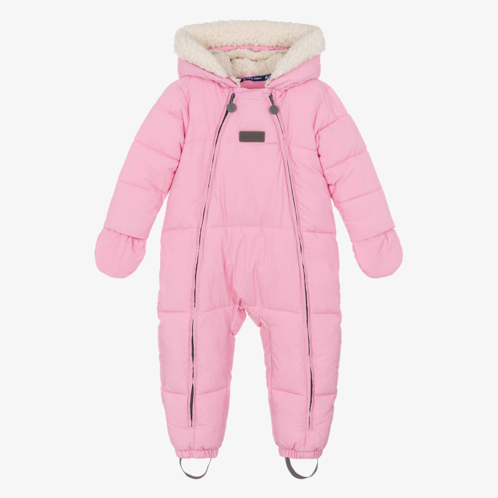 Mitty James-Girls Pink Quilted Winter Snowsuit | Childrensalon Outlet