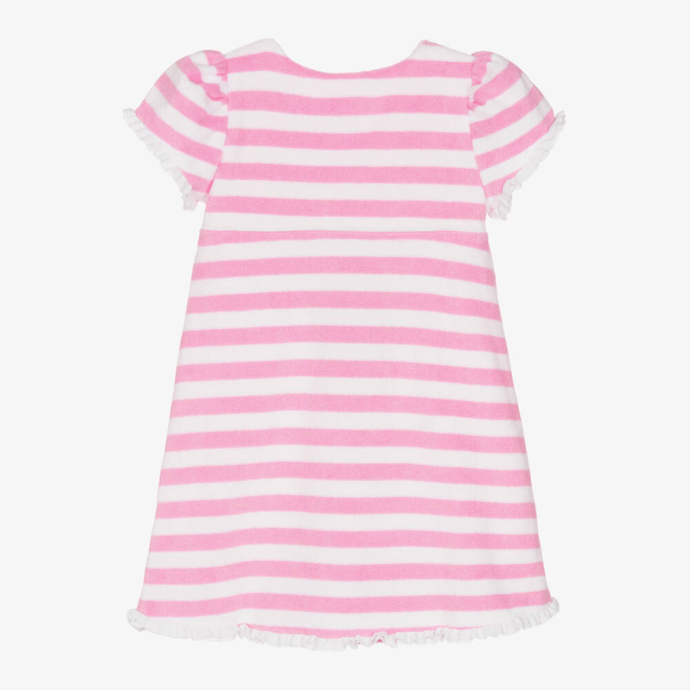 Mitty James-Girls Pink Striped Towelling Dress | Childrensalon Outlet