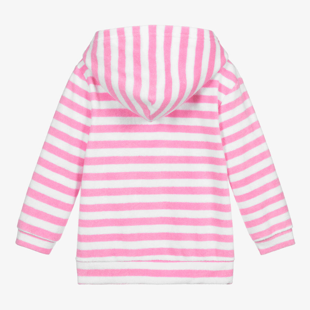 Mitty James-Pink Cotton Towelling Zip-Up Hoodie | Childrensalon Outlet