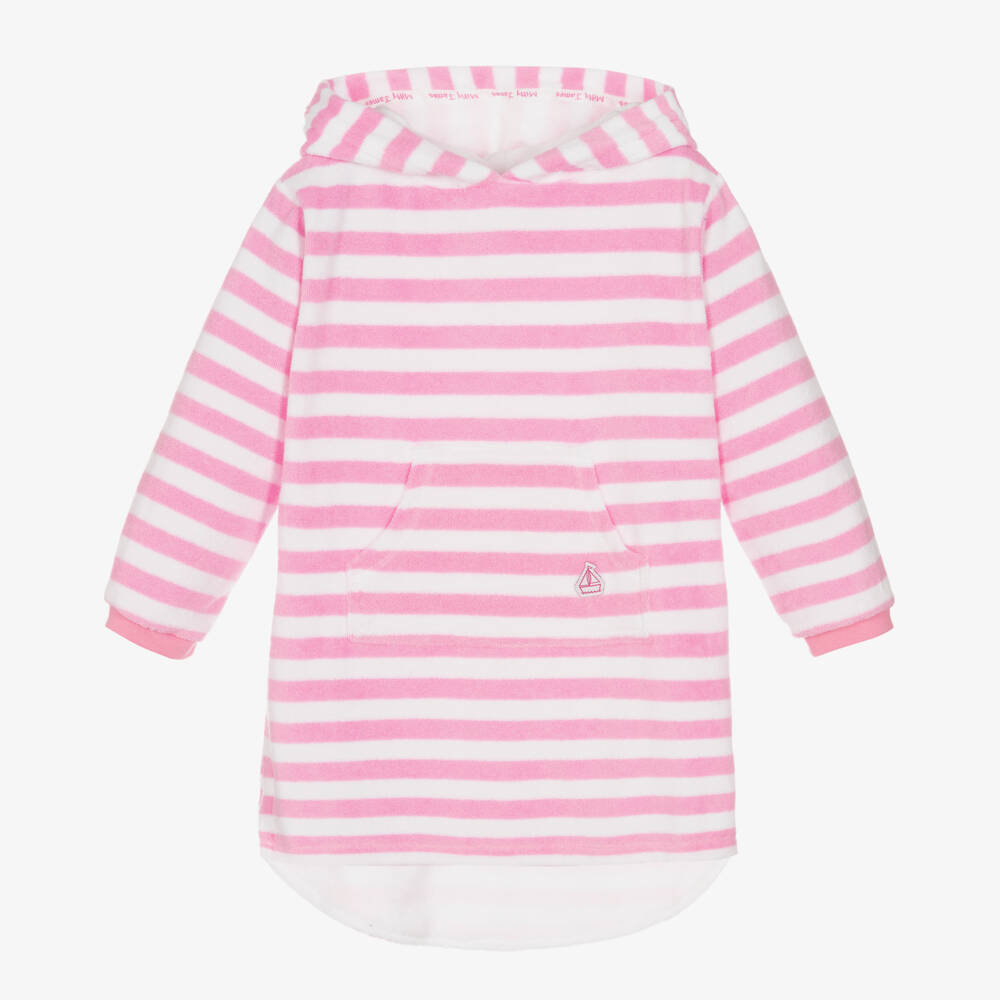 Mitty James-Girls Pink Striped Towelling Robe | Childrensalon Outlet