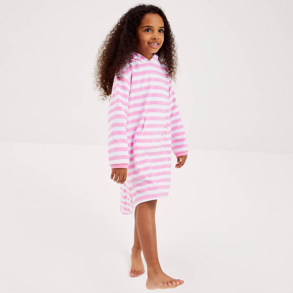 Mitty James-Girls Pink Striped Towelling Robe | Childrensalon Outlet