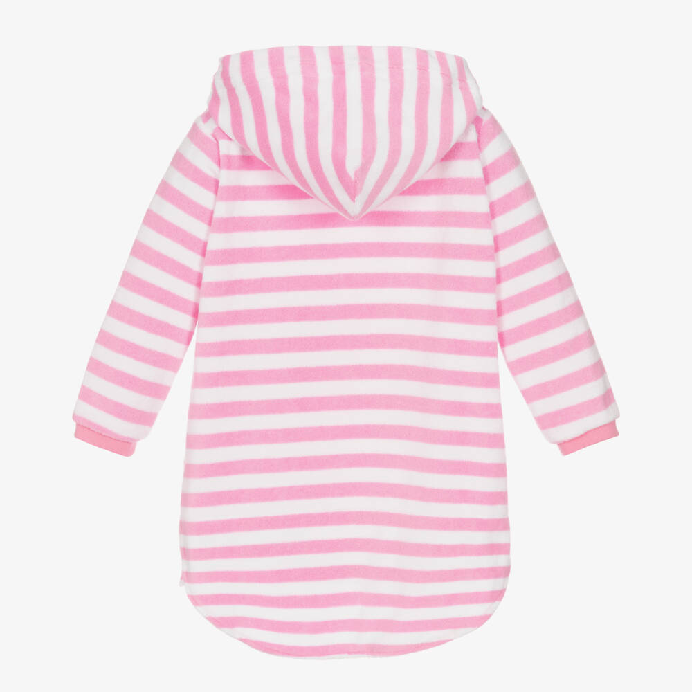 Mitty James-Girls Pink Striped Towelling Robe | Childrensalon Outlet
