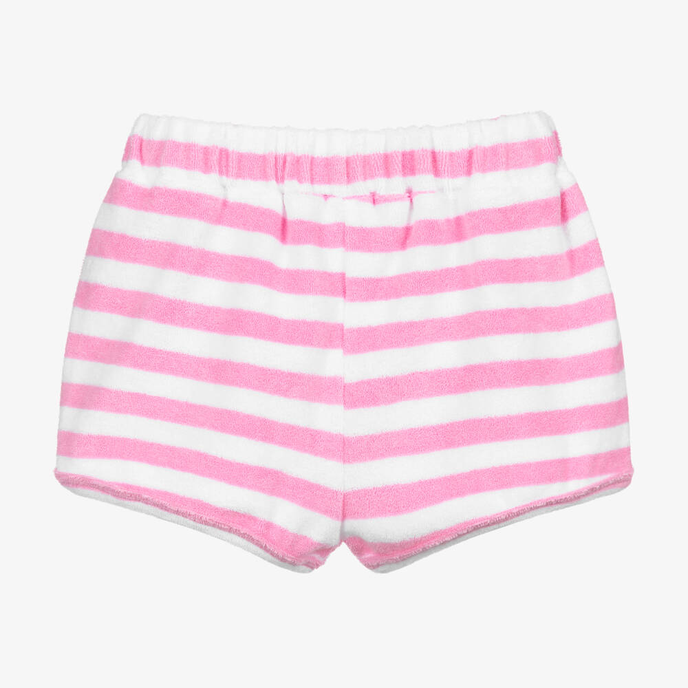 Mitty James-Girls Pink Striped Cotton Towelling Shorts | Childrensalon Outlet
