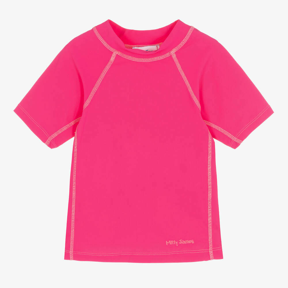 Mitty James - Girls Pink Swim T-Shirt (UPF 50+) | Childrensalon