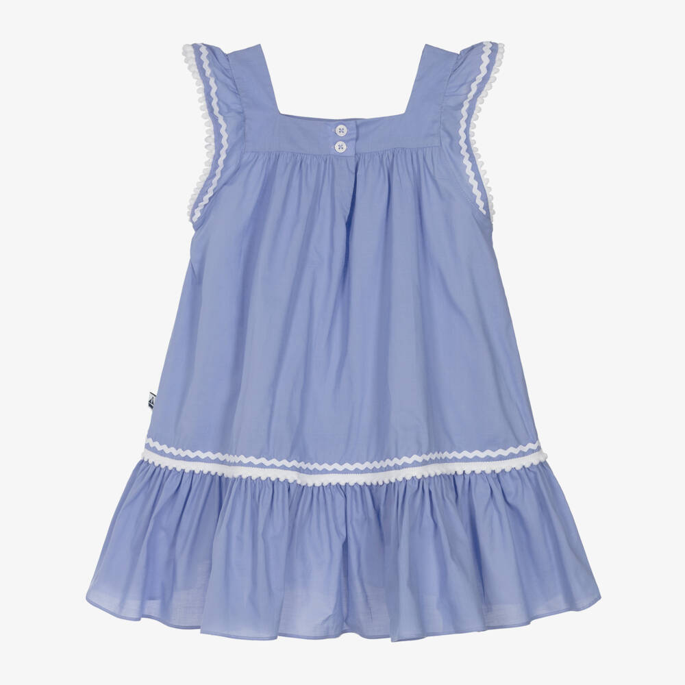Mitty James-Платье из хлопка небесного оттенка с украшениями для девочек | Childrensalon Outlet