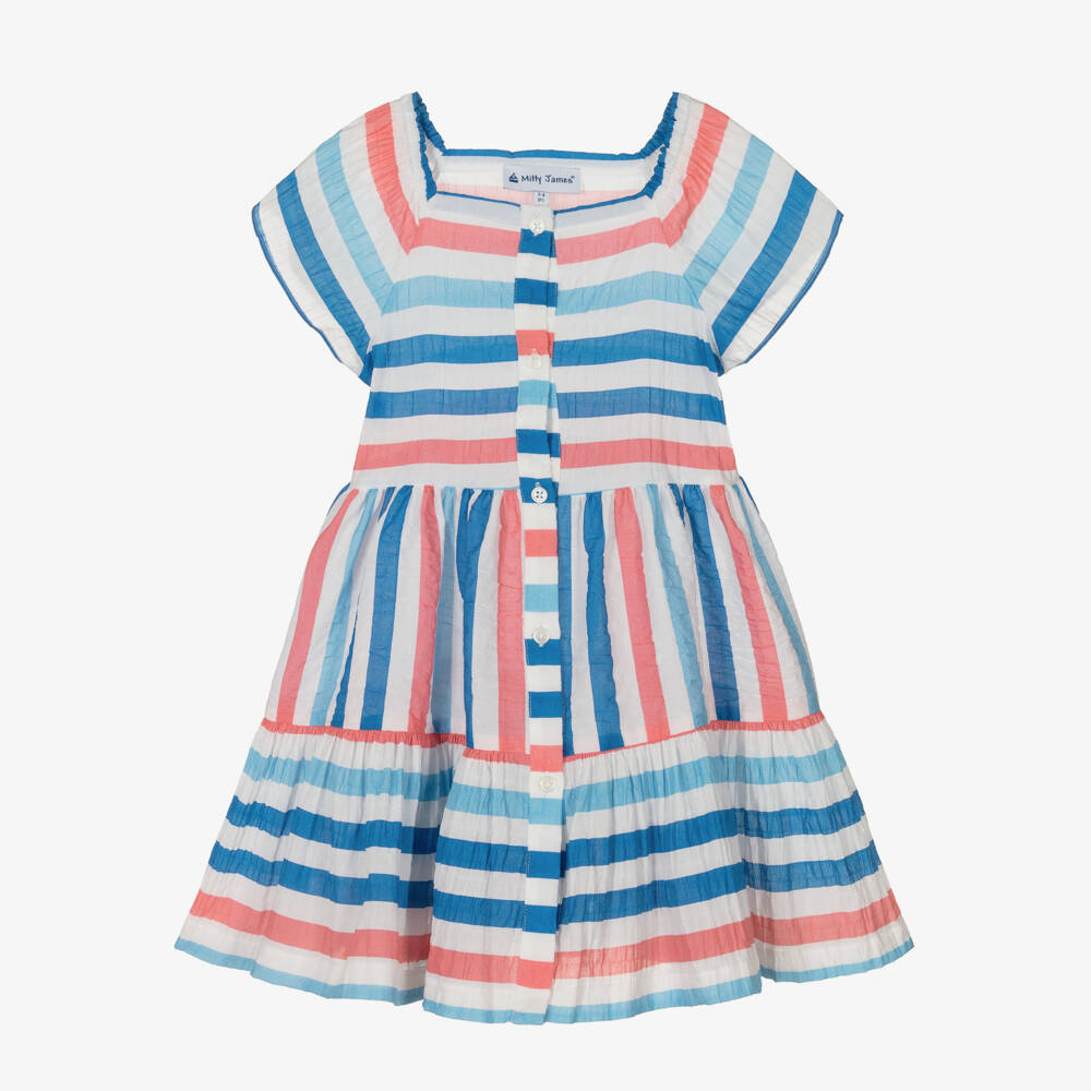 Mitty James-Платье из полосатого хлопкового вуали для девочек | Childrensalon Outlet