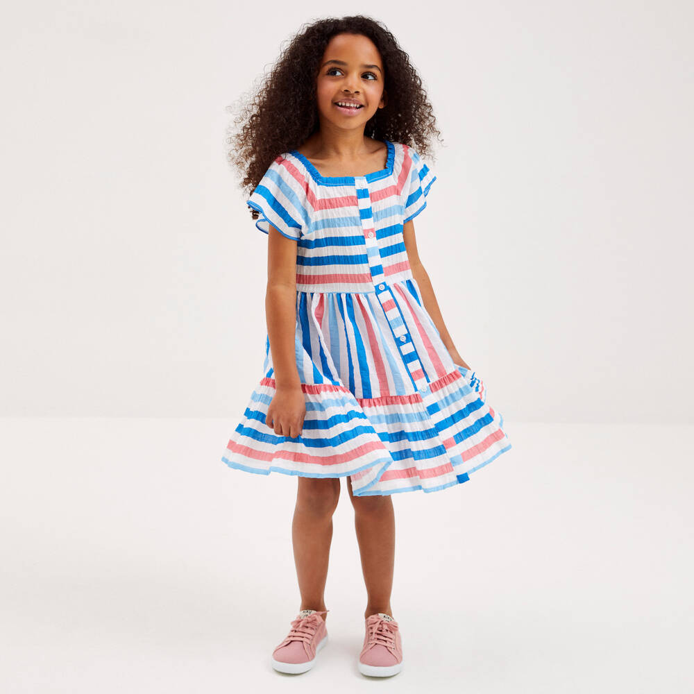 Mitty James-Платье из полосатого хлопкового вуали для девочек | Childrensalon Outlet