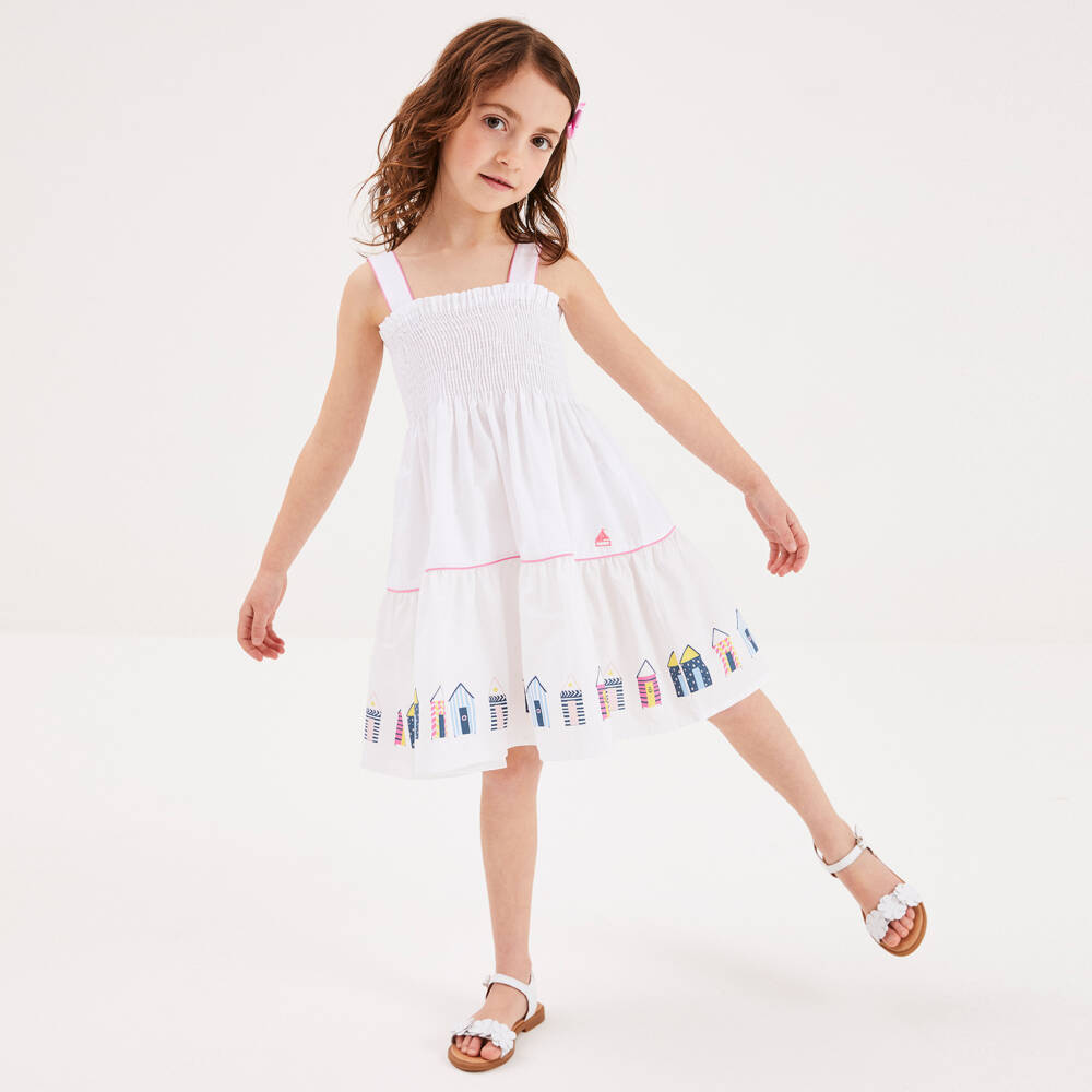 Mitty James-فستان أبيض للبنات بتصميم كوخ الشاطئ | Childrensalon Outlet