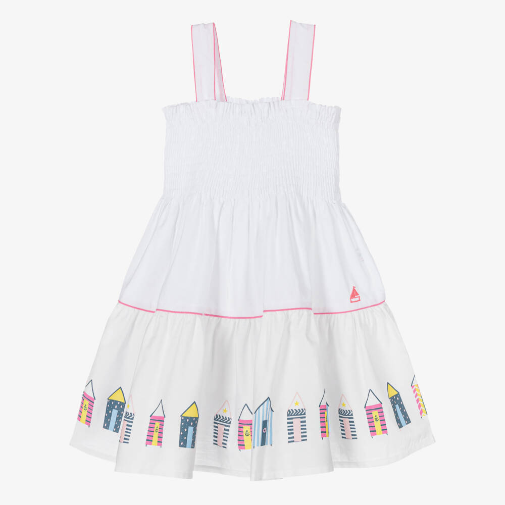 Mitty James-فستان أبيض للبنات بتصميم كوخ الشاطئ | Childrensalon Outlet