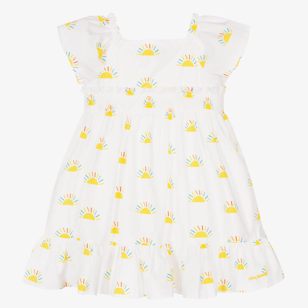 Mitty James - Girls White Cotton Sunshine Dress | Childrensalon