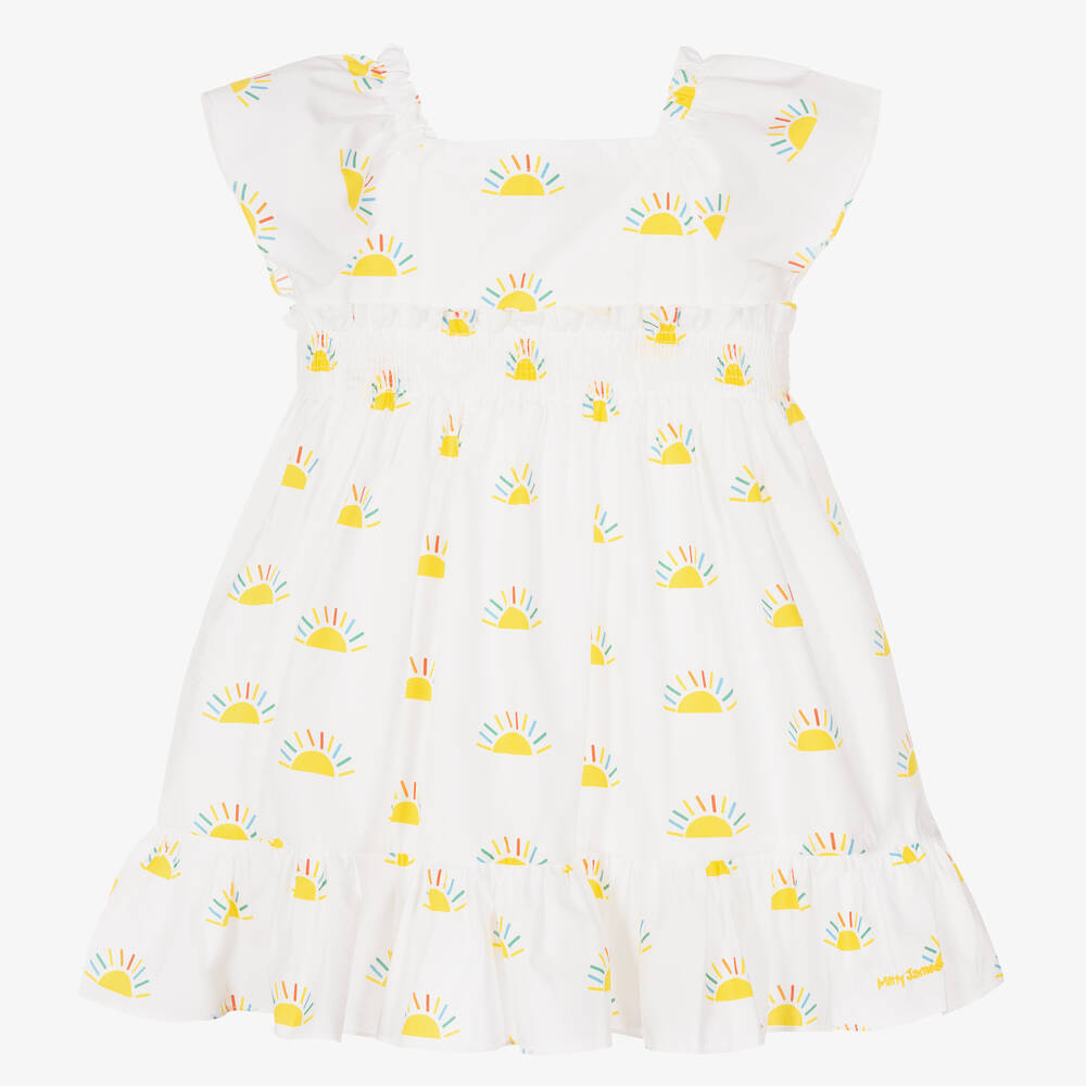 Mitty James-Girls White Cotton Sunshine Dress | Childrensalon Outlet
