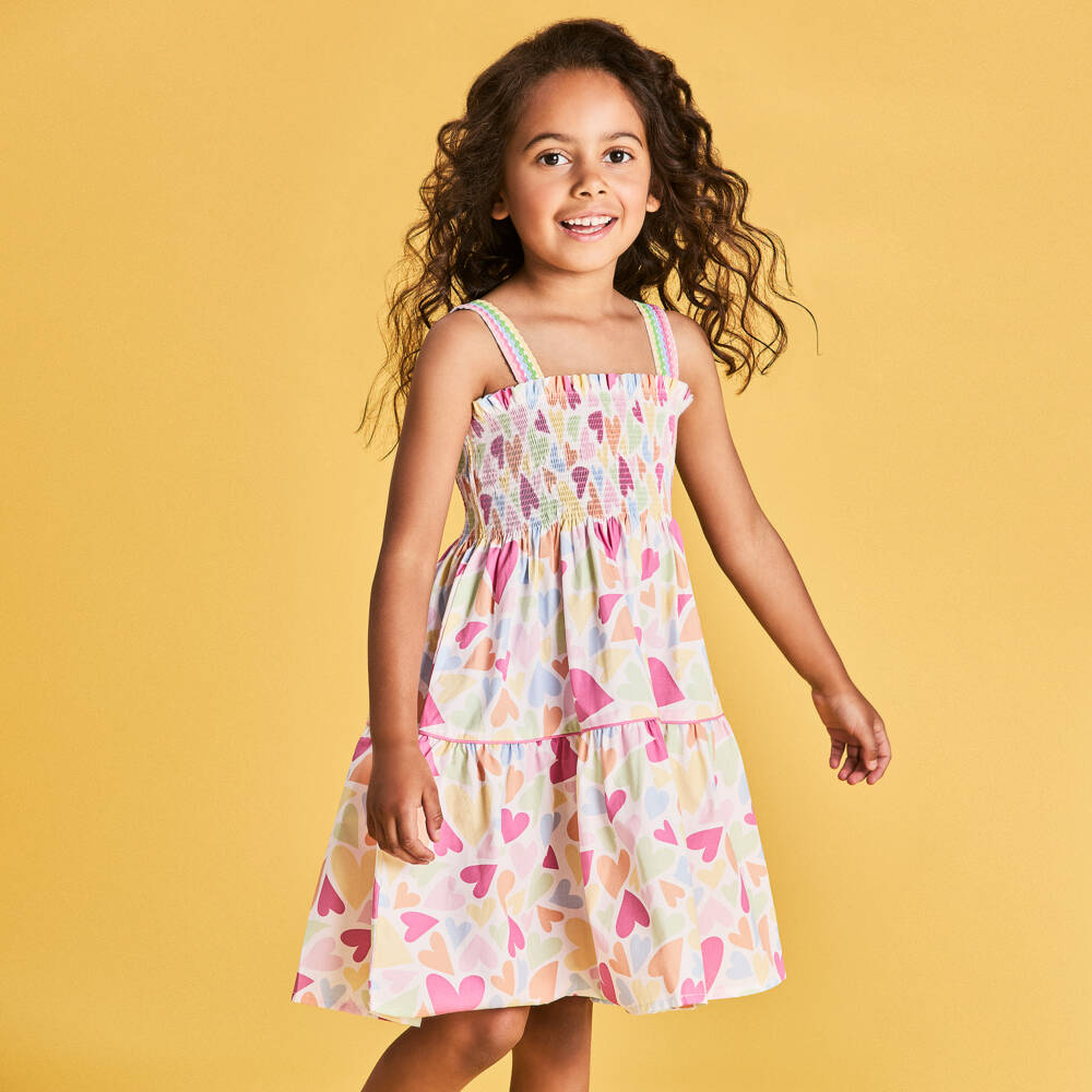 Mitty James-Girls White Heart Cotton Sundress | Childrensalon Outlet