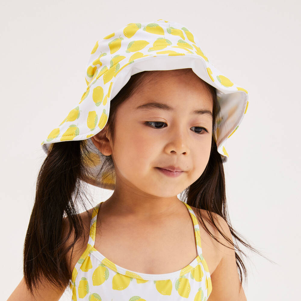 Mitty James-Girls White Lemon Print Bucket Hat | Childrensalon Outlet
