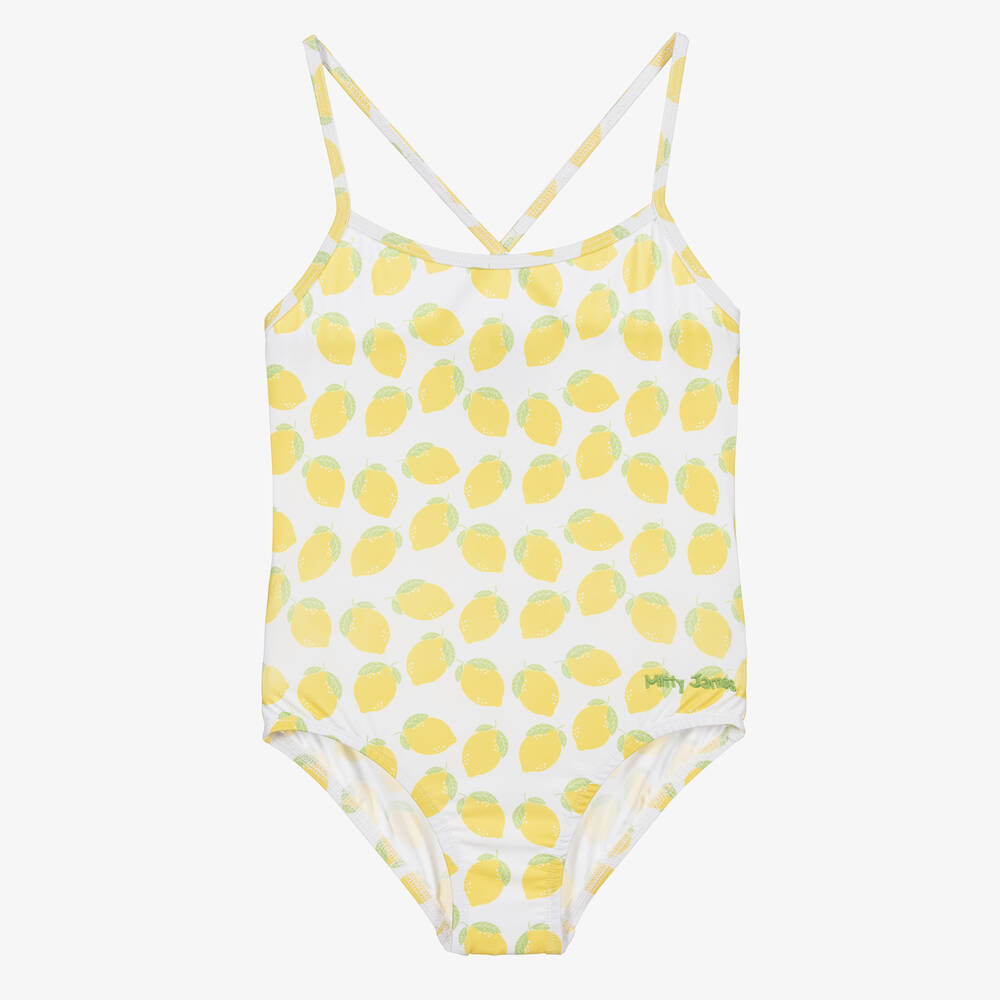 Mitty James - Girls White Lemon Swimsuit (UPF 50+) | Childrensalon
