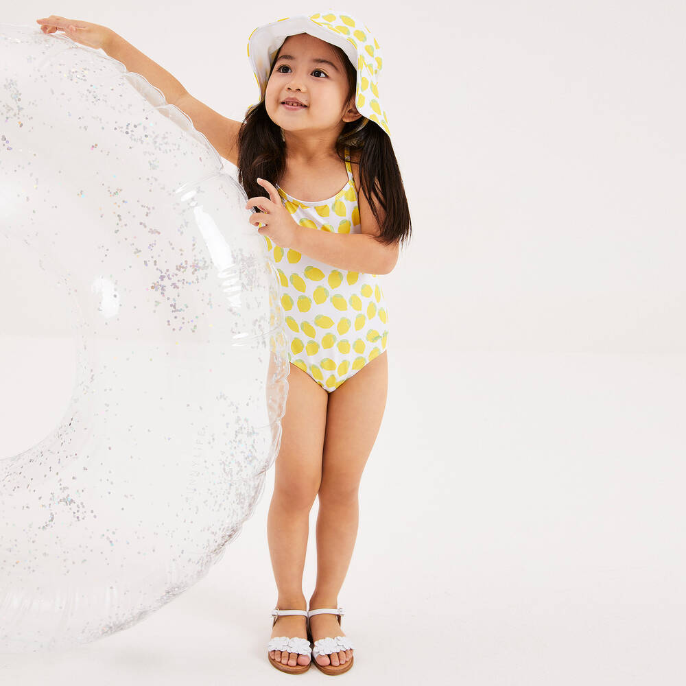 Mitty James Girls White Lemon Swimsuit UPF 50
