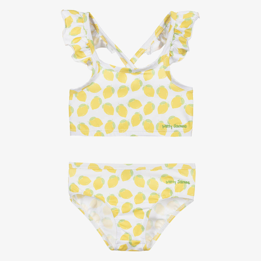 Mitty James - Girls White Lemon Tankini (UPF 50+) | Childrensalon