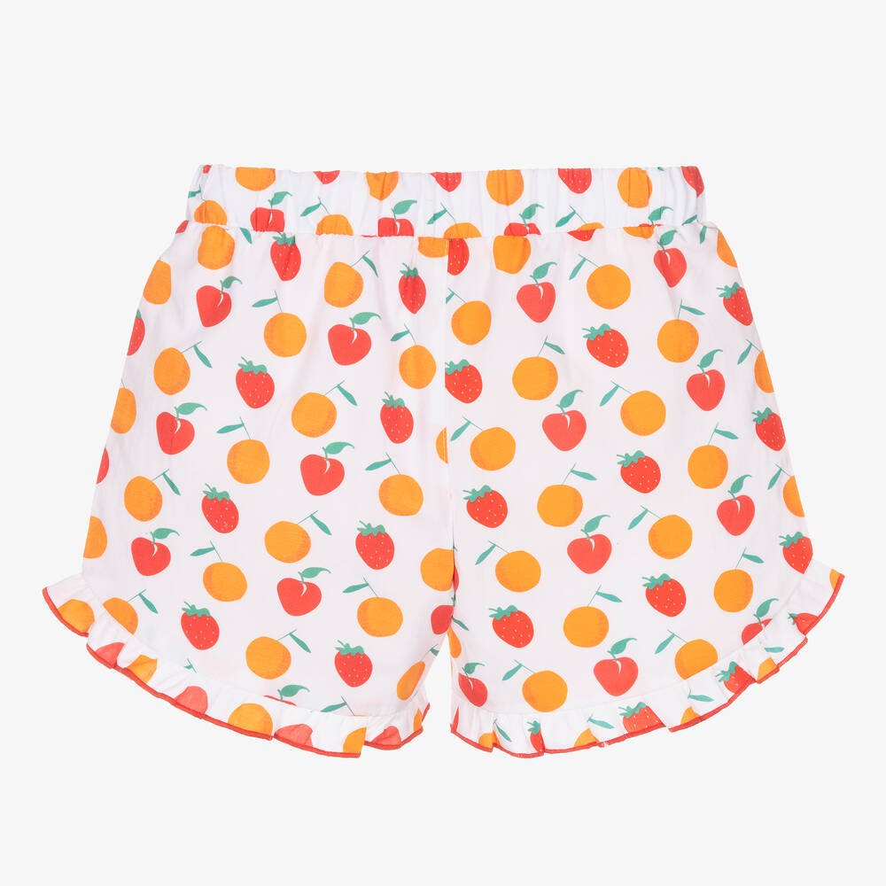 Mitty James-شورت قطن لون أبيض و برتقالي للبنات | Childrensalon Outlet