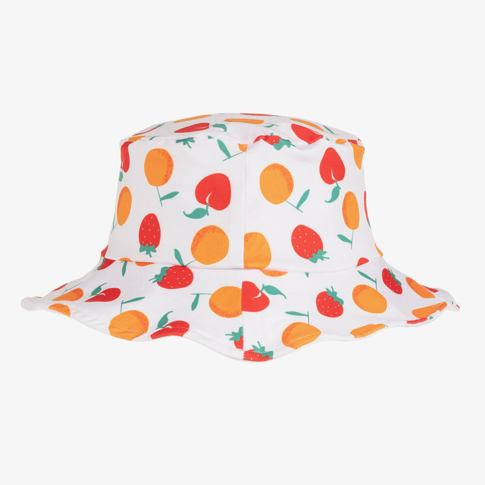 Mitty James-Бело-оранжевая панама с фруктами для девочек (UPF50+) | Childrensalon Outlet
