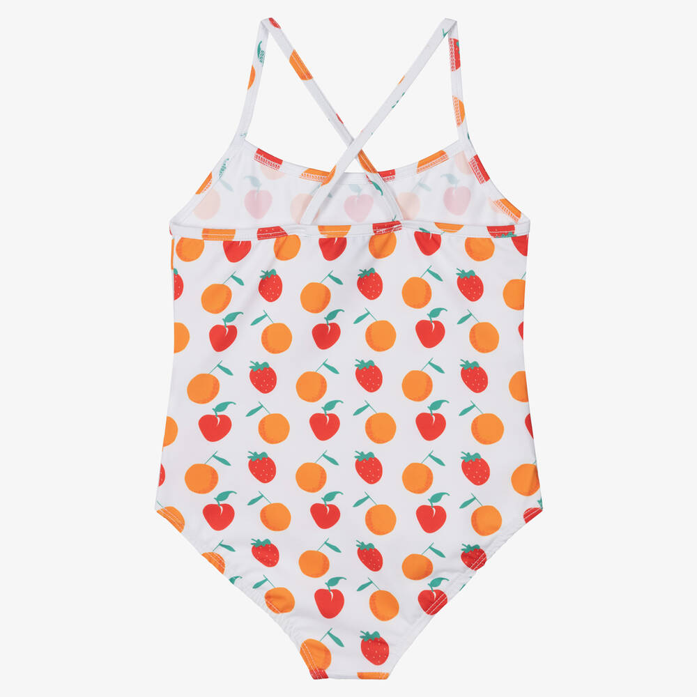 Mitty James-Бело-оранжевый купальник с фруктами для девочек | Childrensalon Outlet