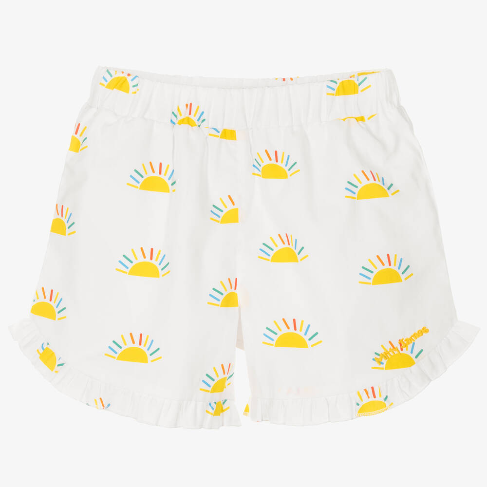 Mitty James - Short blanc et jaune en coton soleil pour fille | Childrensalon