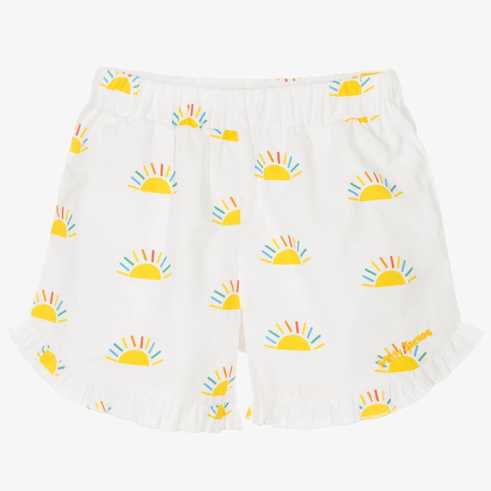 Mitty James-Girls White & Yellow Cotton Sunshine Shorts | Childrensalon Outlet