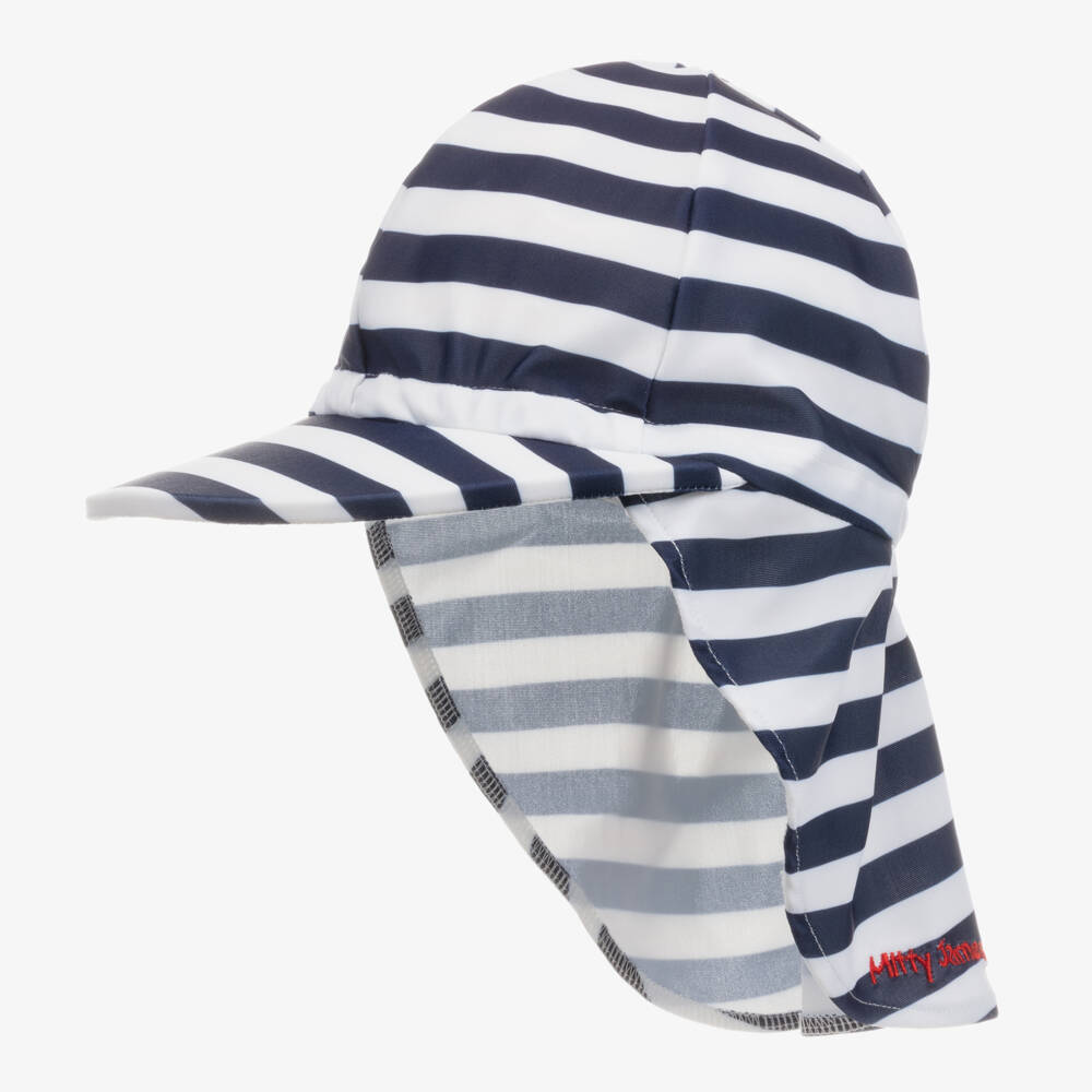 Mitty James-Navy Striped Sun Guard Hat | Childrensalon Outlet