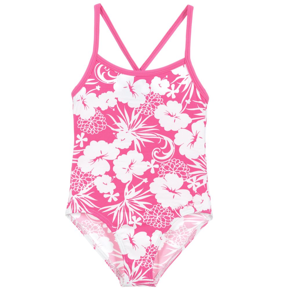 Mitty James - Pink Floral Hibiscus Print Hawaii Swimsuit | Childrensalon