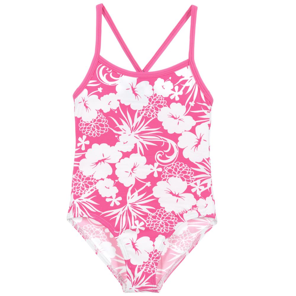 Mitty James-Pink Floral Hibiscus Print Hawaii Swimsuit | Childrensalon Outlet