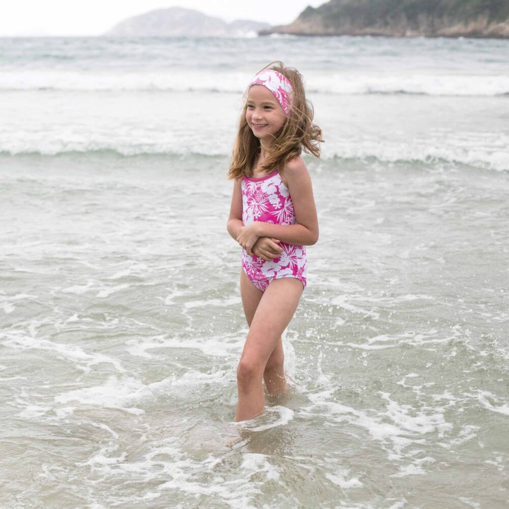 Mitty James-Pink Floral Hibiscus Print Hawaii Swimsuit | Childrensalon Outlet