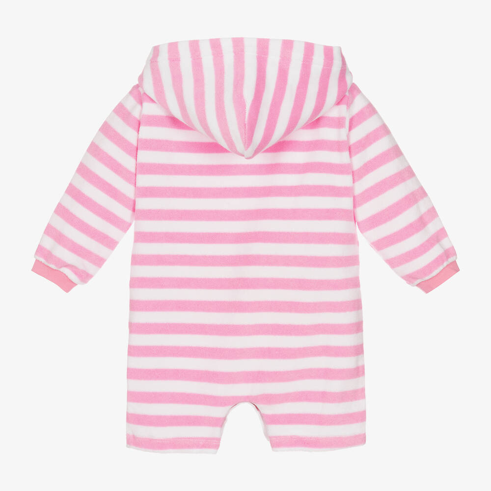Mitty James-Розовый махровый ромпер в полоску для малышей | Childrensalon Outlet