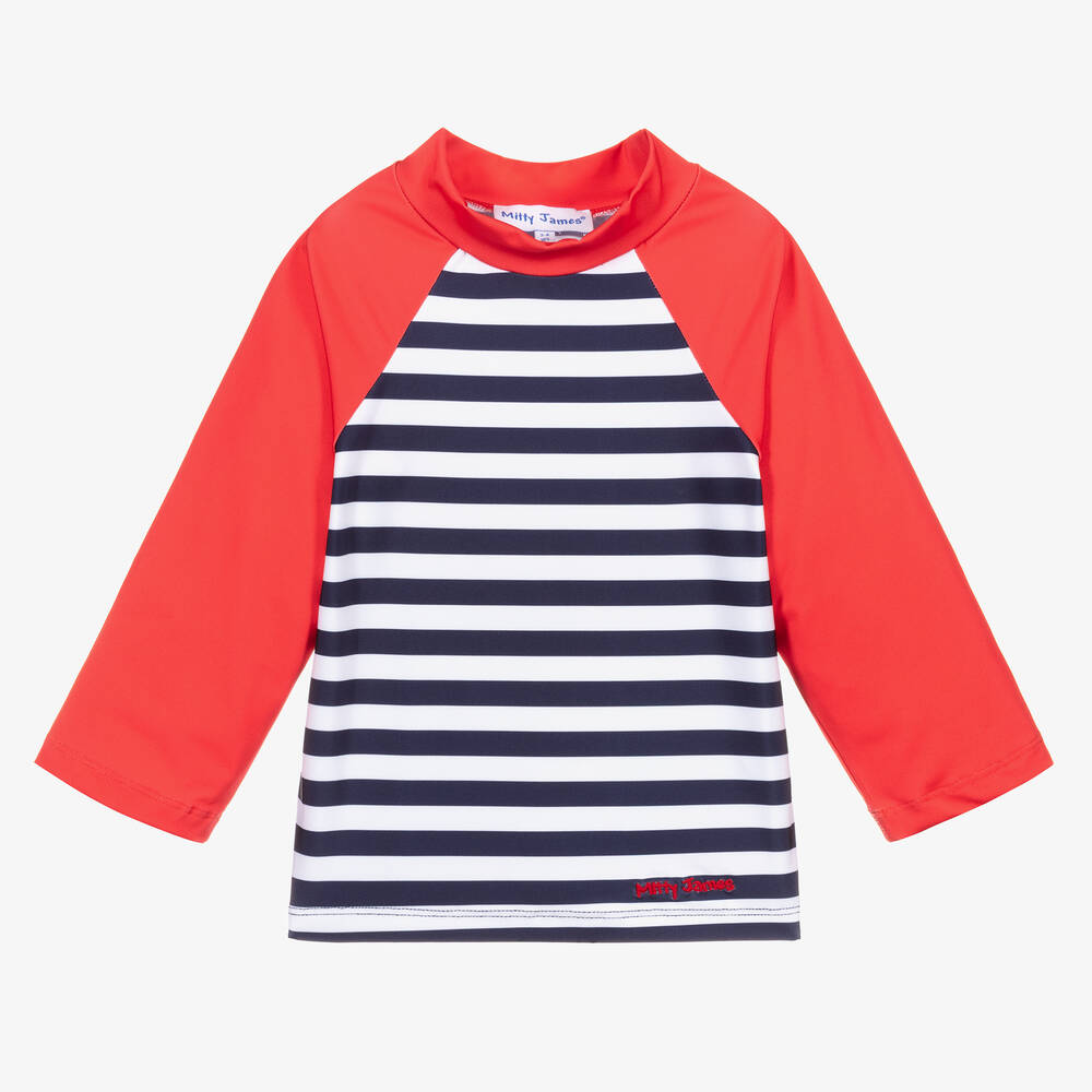 Mitty James - Red & Blue Sun Protective Swim Top (UPF 50+) | Childrensalon