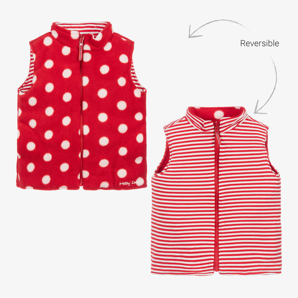Mitty James - Red & White Reversible Padded Gilet | Childrensalon