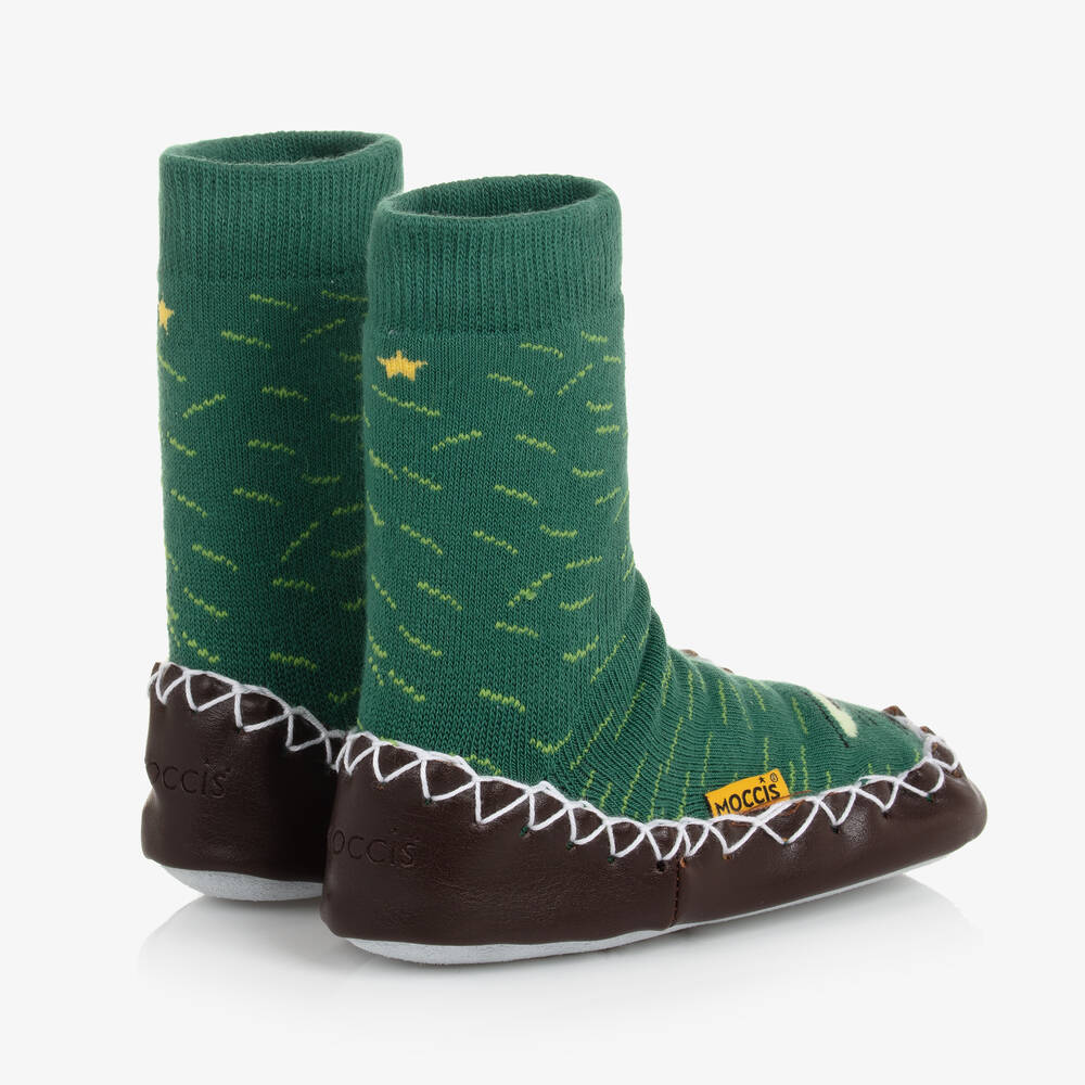 موكيس-سليبرز للبيت مزيج قطن صديق للبيئة لون أخضر | Childrensalon Outlet