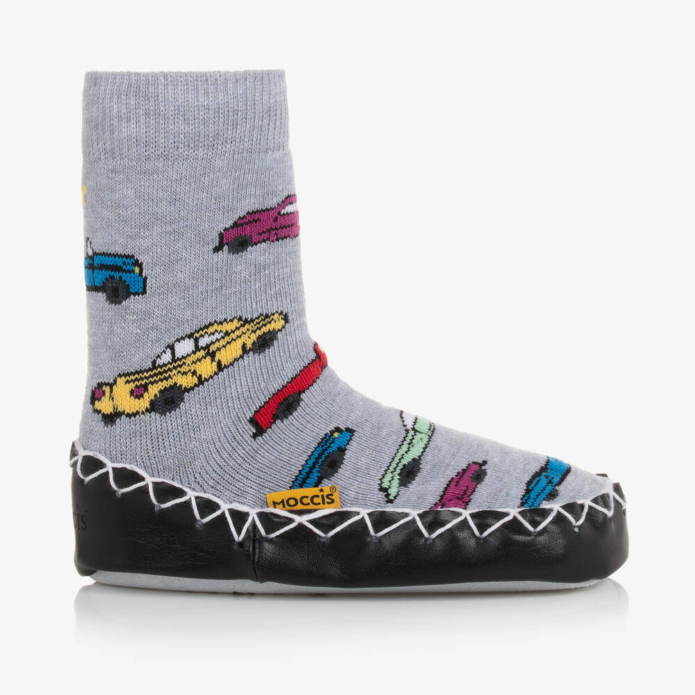 موكيس-جوارب سليبرز لون رمادي بنعل واقي | Childrensalon Outlet