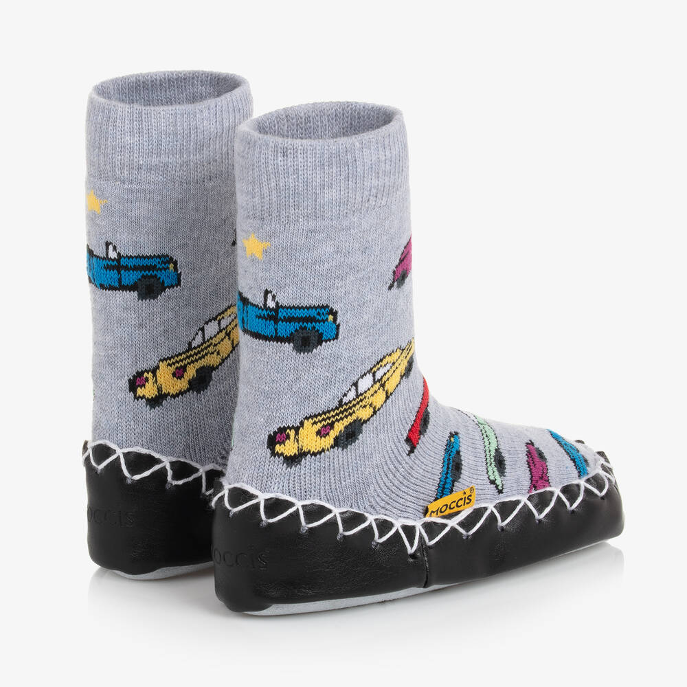 موكيس-جوارب سليبرز لون رمادي بنعل واقي | Childrensalon Outlet