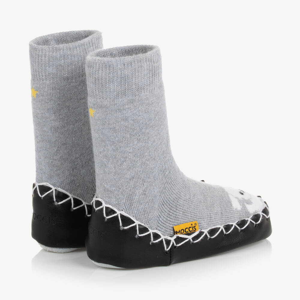Moccis-Grey Slipper Socks | Childrensalon Outlet