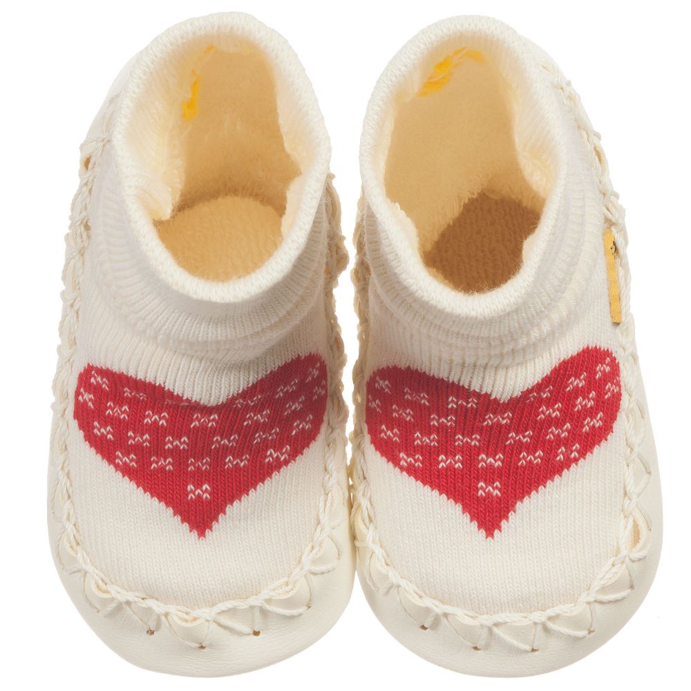 موكيس-جوارب سليبرز لون عاجي بنعل واقي | Childrensalon Outlet