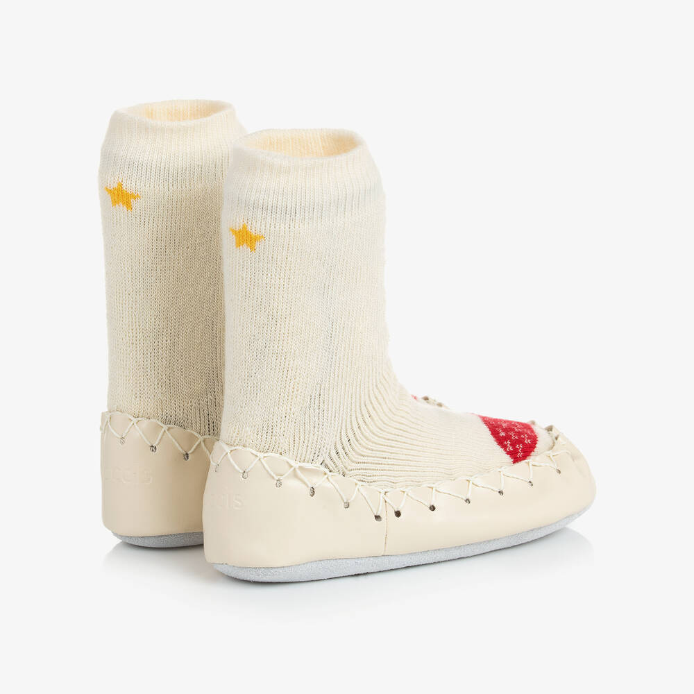 موكيس-جوارب سليبرز لون عاجي بنعل واقي | Childrensalon Outlet